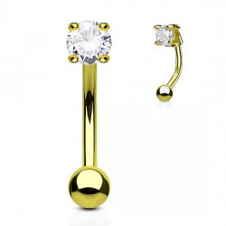 Piercing arcade plaqué-or 14 - Jaune cristal rond
