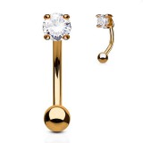 Piercing arcade plaqué-or 14 - Rose cristal rond