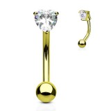 Piercing arcade plaqué-or 15 - Jaune cristal coeur