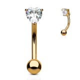 Piercing arcade plaqué-or 15 - Rose cristal coeur