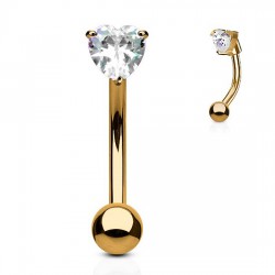 Piercing arcade plaqué-or 15 - Rose cristal coeur
