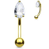 Piercing arcade plaqué-or 17 - Jaune cristal goutte