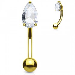 Piercing arcade plaqué-or 17 - Jaune cristal goutte