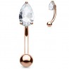 Piercing arcade plaqué-or 17 - Rose cristal goutte