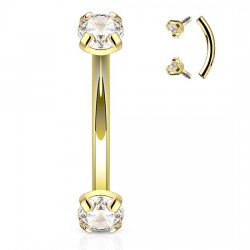 Piercing arcade 47 - Jaune double cristal rond