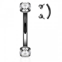 Piercing arcade 47 - Noir double cristal rond