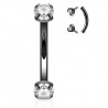 Piercing arcade 47 - Noir double cristal rond