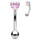 Piercing arcade coeur cristal rose boule (69)