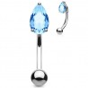 Piercing arcade 70 - Goutte cristal bleu-clair