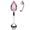 Piercing arcade 70 - Goutte cristal rose