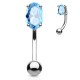Piercing arcade 74 - Cristal ovale bleu-clair