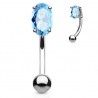 Piercing arcade 74 - Cristal ovale bleu-clair