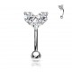 Piercing arcade 84 - Coeur gris zircones transparents