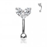 Piercing arcade 84 - Coeur gris zircones transparents