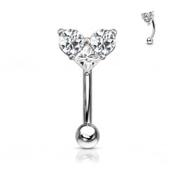 Piercing arcade 84 - Coeur gris zircones transparents