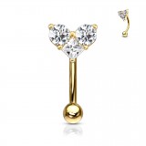 Piercing arcade 84 - Coeur jaune zircones transparents