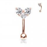 Piercing arcade 84 - Coeur rose zircones transparents