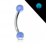 Piercing arcade acrylique 17 - Fluorescent bleu-clair boules
