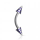 Piercing arcade 35 - Pointes striées bleues