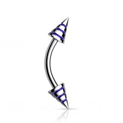Piercing arcade 35 - Pointes striées bleues