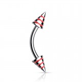 Piercing arcade 35 - Pointes striées rouges