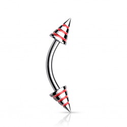 Piercing arcade 35 - Pointes striées rouges