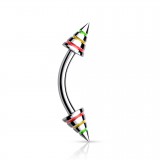 Piercing arcade 27 - Acier rasta pointes