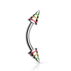 Piercing arcade 27 - Acier rasta pointes