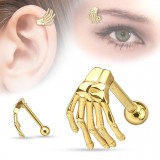 Piercing micro-barbell 15 - Main squelette jaune