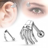 Piercing micro-barbell 15 - Main squelette gris