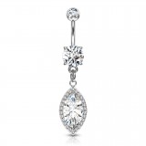 Piercing nombril cristal graine deluxe grise (D165)