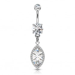 Piercing nombril cristal graine deluxe grise (D165)
