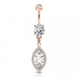 Piercing nombril cristal graine deluxe rose (D165)
