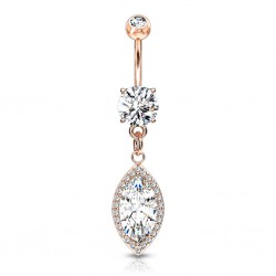 Piercing nombril cristal graine deluxe rose (D165)
