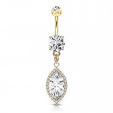 Piercing nombril cristal graine deluxe jaune (D165)