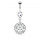 Piercing nombril arbre de vie gris avec strass (D209)