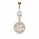 Piercing nombril arbre de vie rose avec strass (D209)