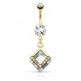 Piercing nombril cristal losange jaune (D67)