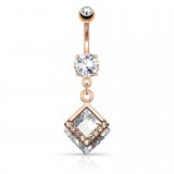 Piercing nombril cristal losange rose (D67)
