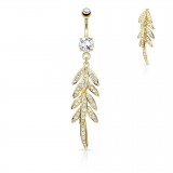 Piercing nombril feuille pendante jaune (D205)