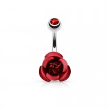 Piercing nombril fleur 02 - Petite rose rouge