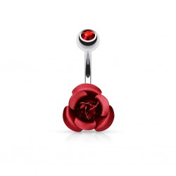 Piercing nombril fleur 02 - Petite rose rouge