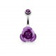 Piercing nombril fleur 02 - Petite rose lilas