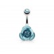 Piercing nombril fleur 02 - Petite rose bleu-clair