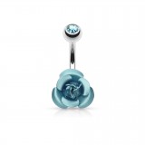 Piercing nombril fleur 02 - Petite rose bleu-clair