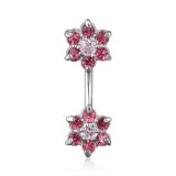 Piercing nombril fleur 69 - Haut et bas rose