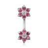 Piercing nombril fleur 69 - Haut et bas rose
