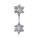 Piercing nombril fleur 69 - Haut et bas transparent