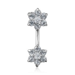 Piercing nombril fleur 69 - Haut et bas transparent