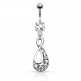 Piercing nombril infini gris zircones transparents (D99)